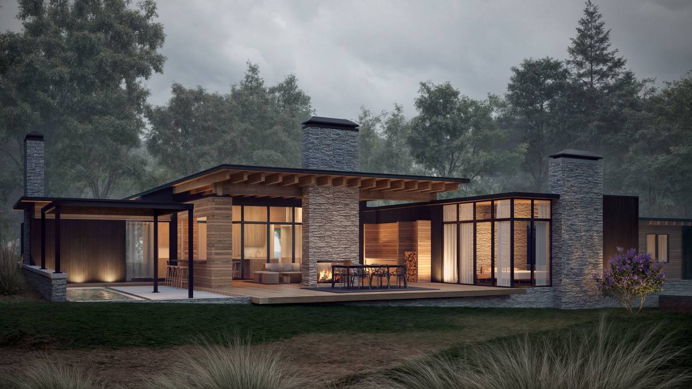 Hearth Home outdoor patio with fireplace
