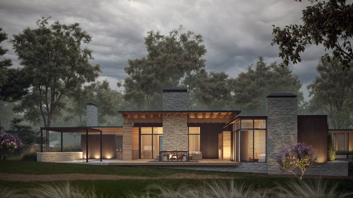 Hearth Home rear elevation opening to the forest